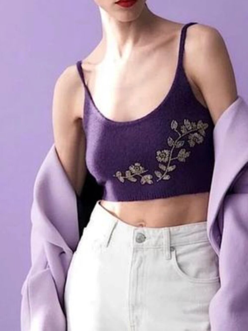 Zara Beaded Knit Crop Top